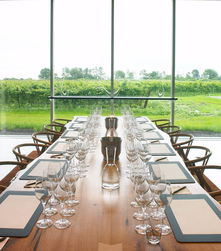 oak room table with view of outside 